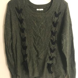 Army green Maurices bow sweater